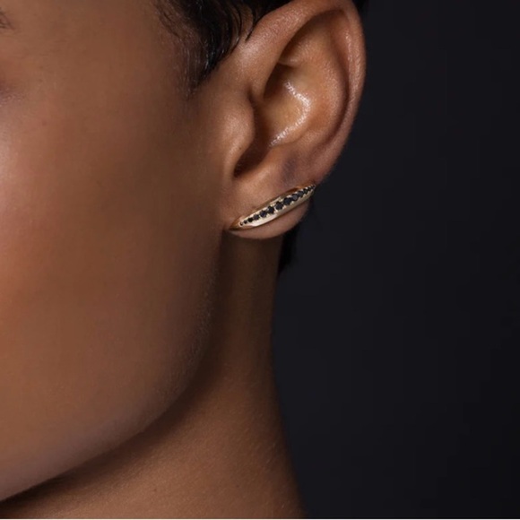 Dru Jewelry 14k yellow gold and Black Diamond Ear Cuff - SOLD AS A SINGLE - Picture 3 of 7